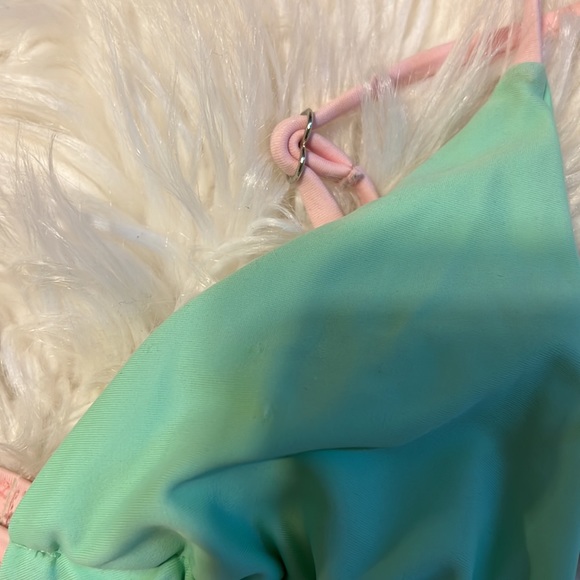 Green & Pink Colorblock Bikini Set Size Small - Picture 3 of 4